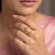 Gold Plated Marquise Cluster Heart Finger Ring