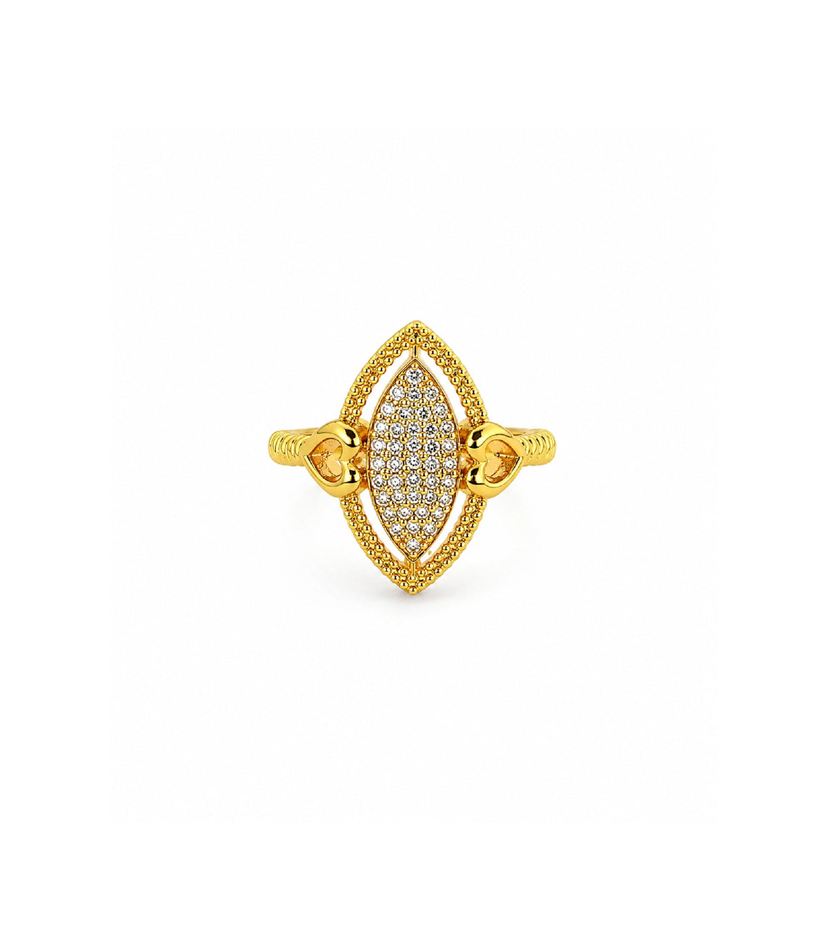 Gold Plated Marquise Cluster Heart Finger Ring