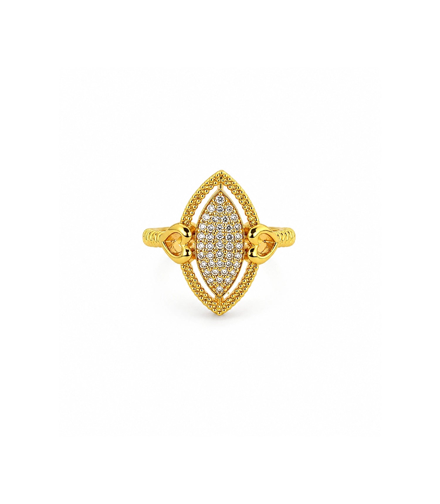 Gold Plated Marquise Cluster Heart Finger Ring