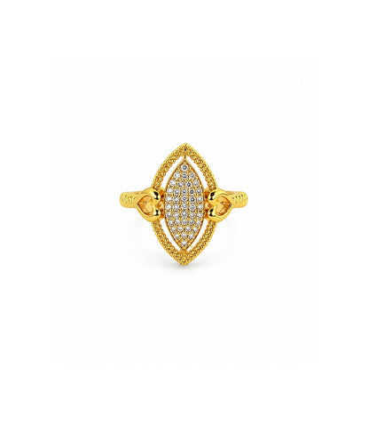 Gold Plated Marquise Cluster Heart Finger Ring