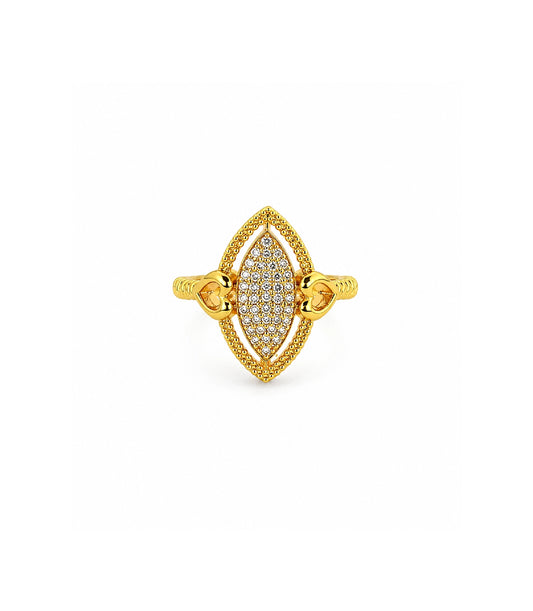 Gold Plated Marquise Cluster Heart Finger Ring