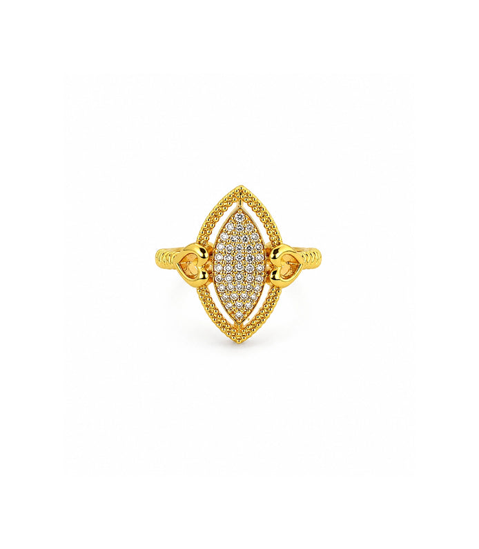 Gold Plated Marquise Cluster Heart Finger Ring