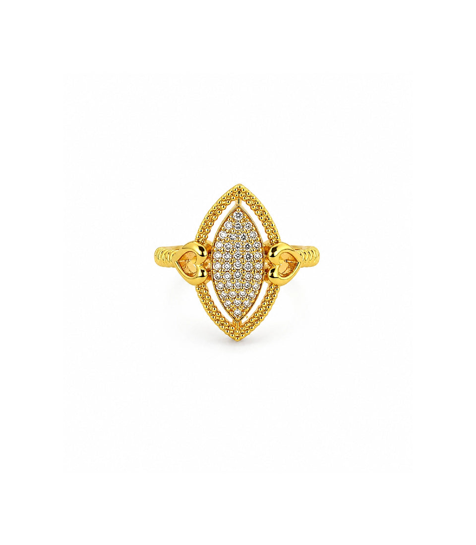 Gold Plated Marquise Cluster Heart Finger Ring