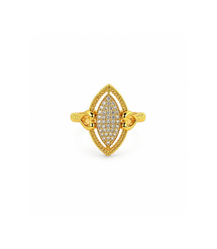 Gold Plated Marquise Cluster Heart Finger Ring