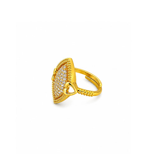 Gold Plated Marquise Cluster Heart Finger Ring