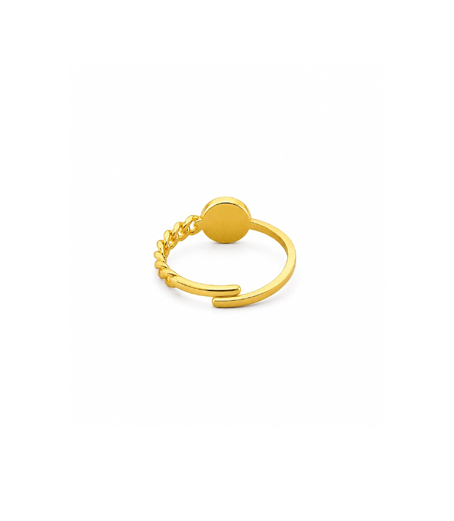 Gold Plated Crystal Disc Chain Adjustable Finger Ring