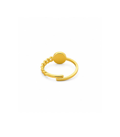 Gold Plated Crystal Disc Chain Adjustable Finger Ring