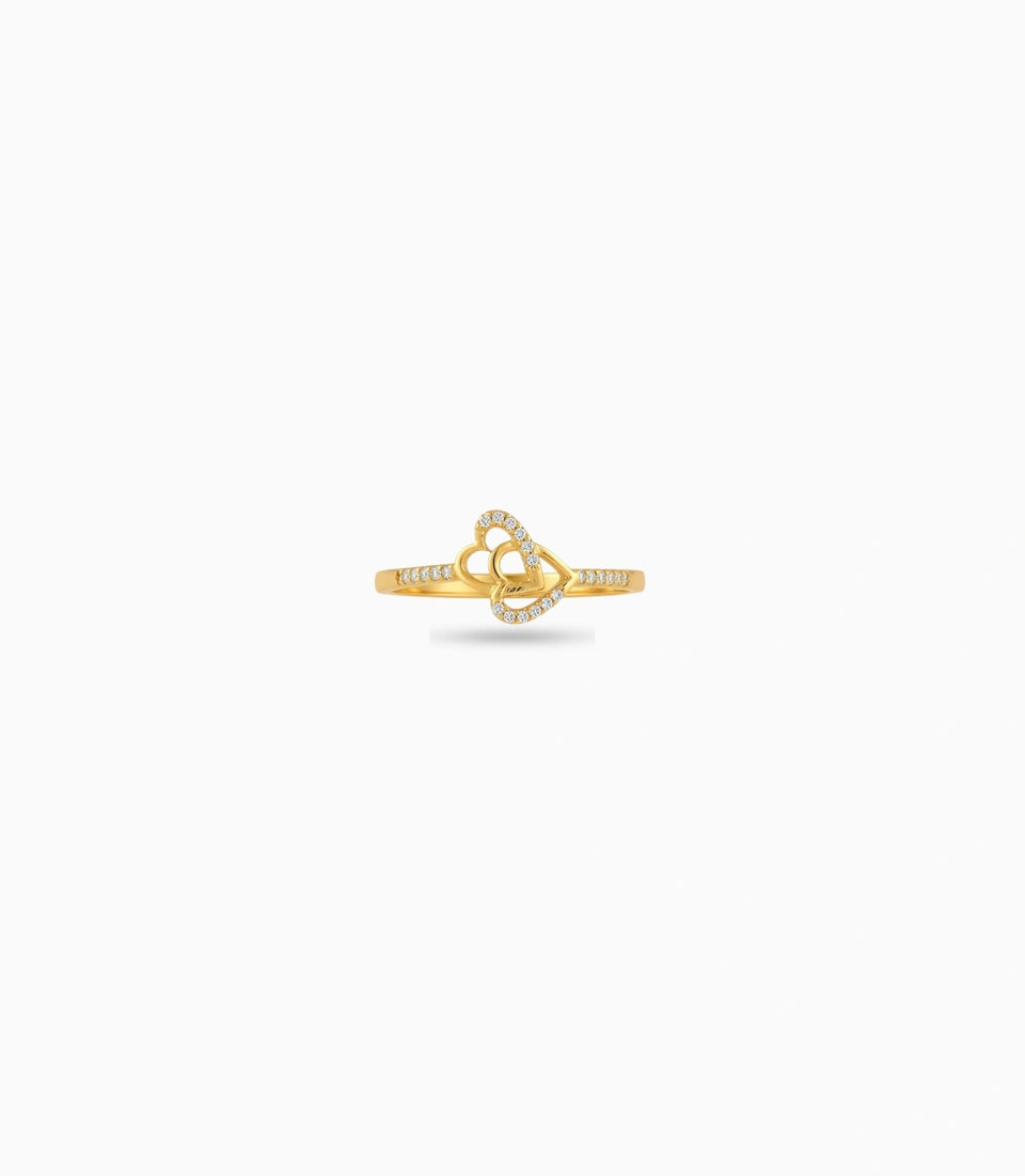 Gold Plated Party Connecting Heart Finger Ring