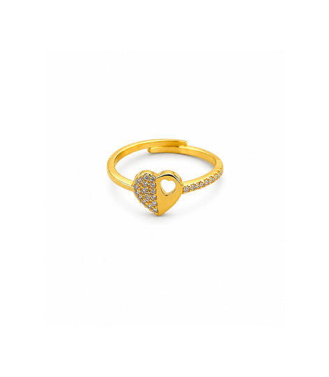 Gold Plated Elegant Heart Adjustable AD Finger Ring