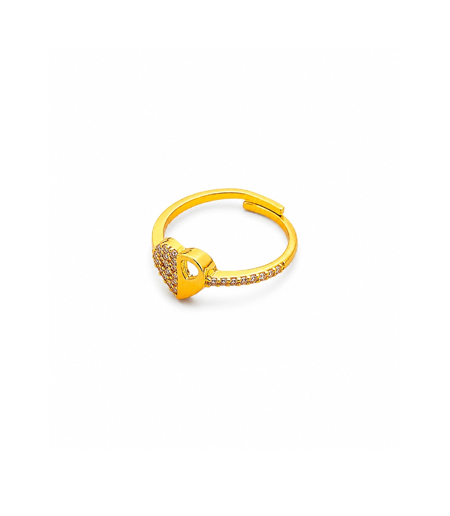 Gold Plated Elegant Heart Adjustable AD Finger Ring