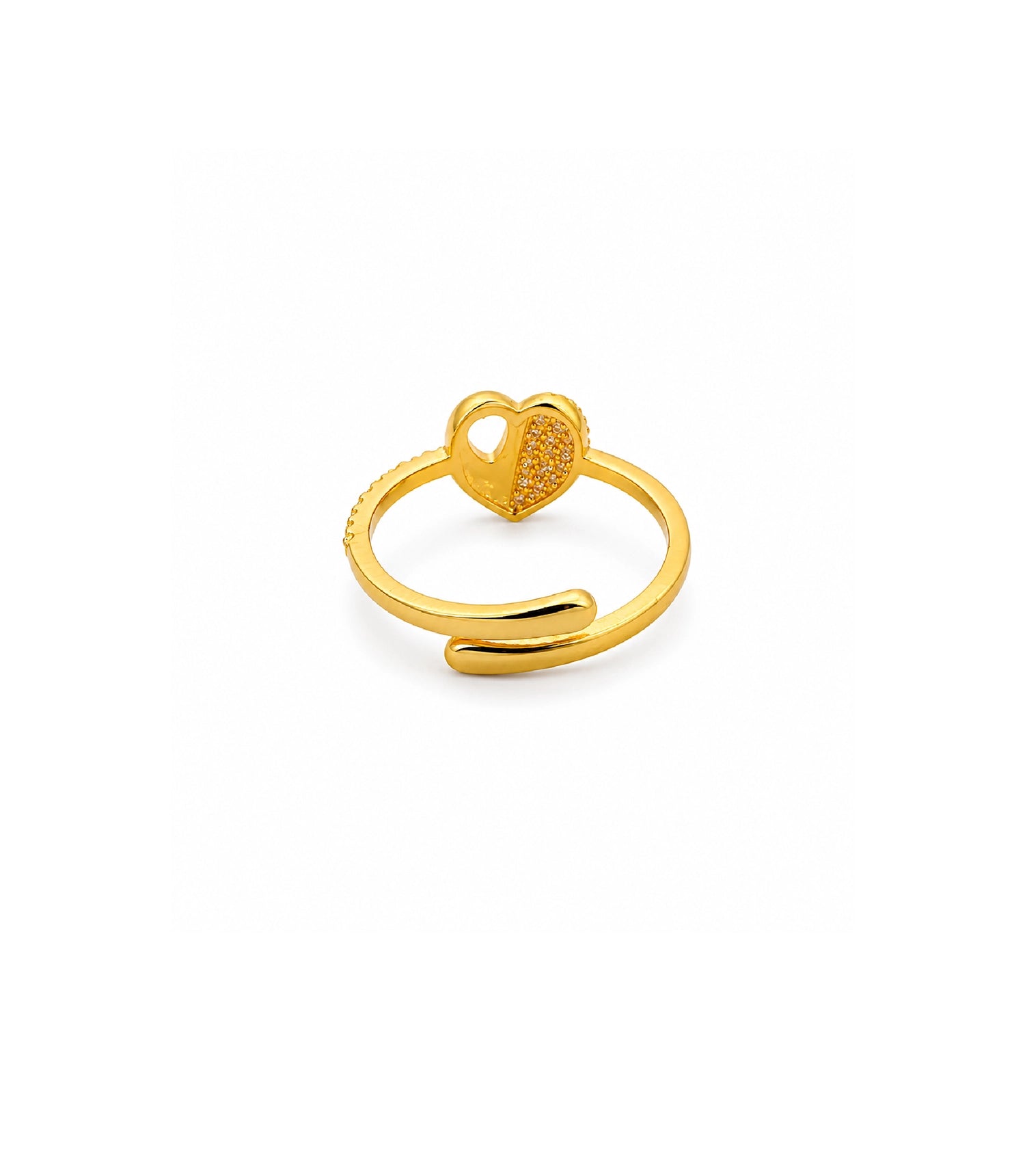 Gold Plated Elegant Heart Adjustable AD Finger Ring