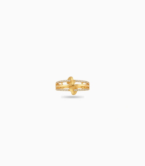 Gold Plated Party Multiple Band Heart Finger Ring