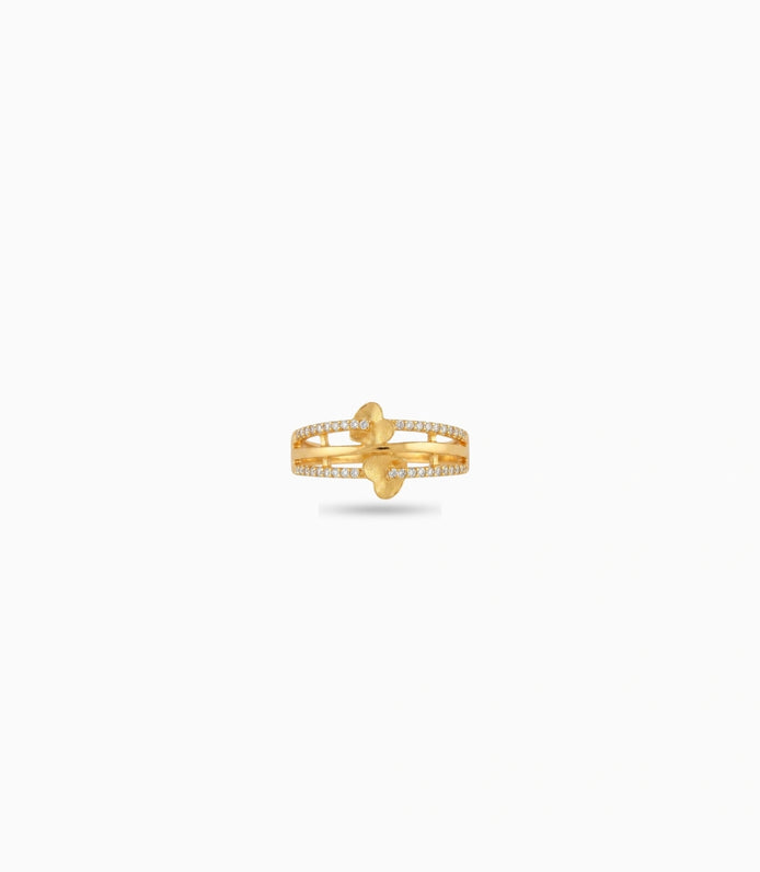 Gold Plated Party Multiple Band Heart Finger Ring