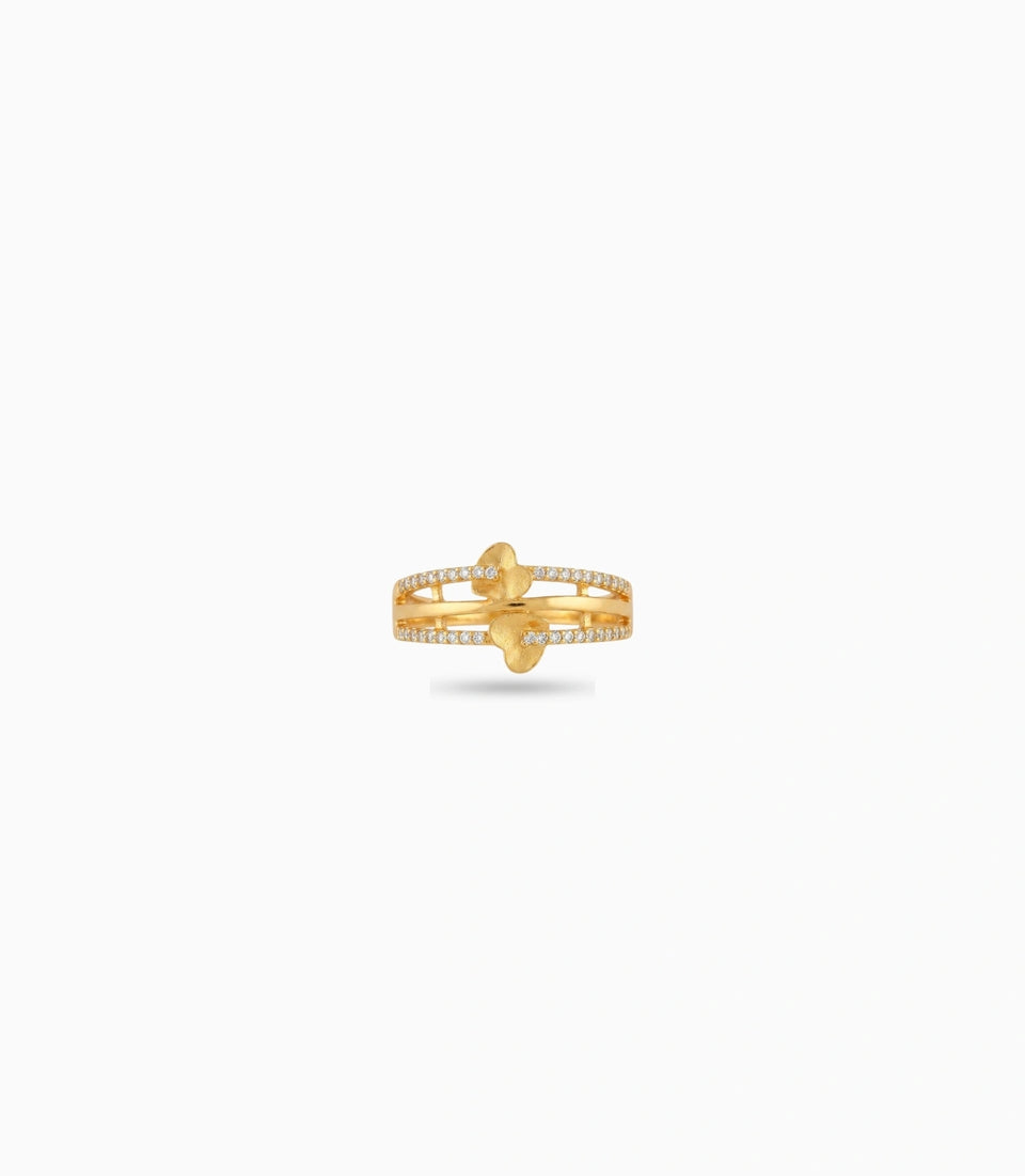 Gold Plated Party Multiple Band Heart Finger Ring