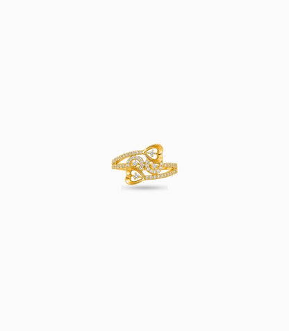 Gold Plated Party Stylish Heart Finger Ring