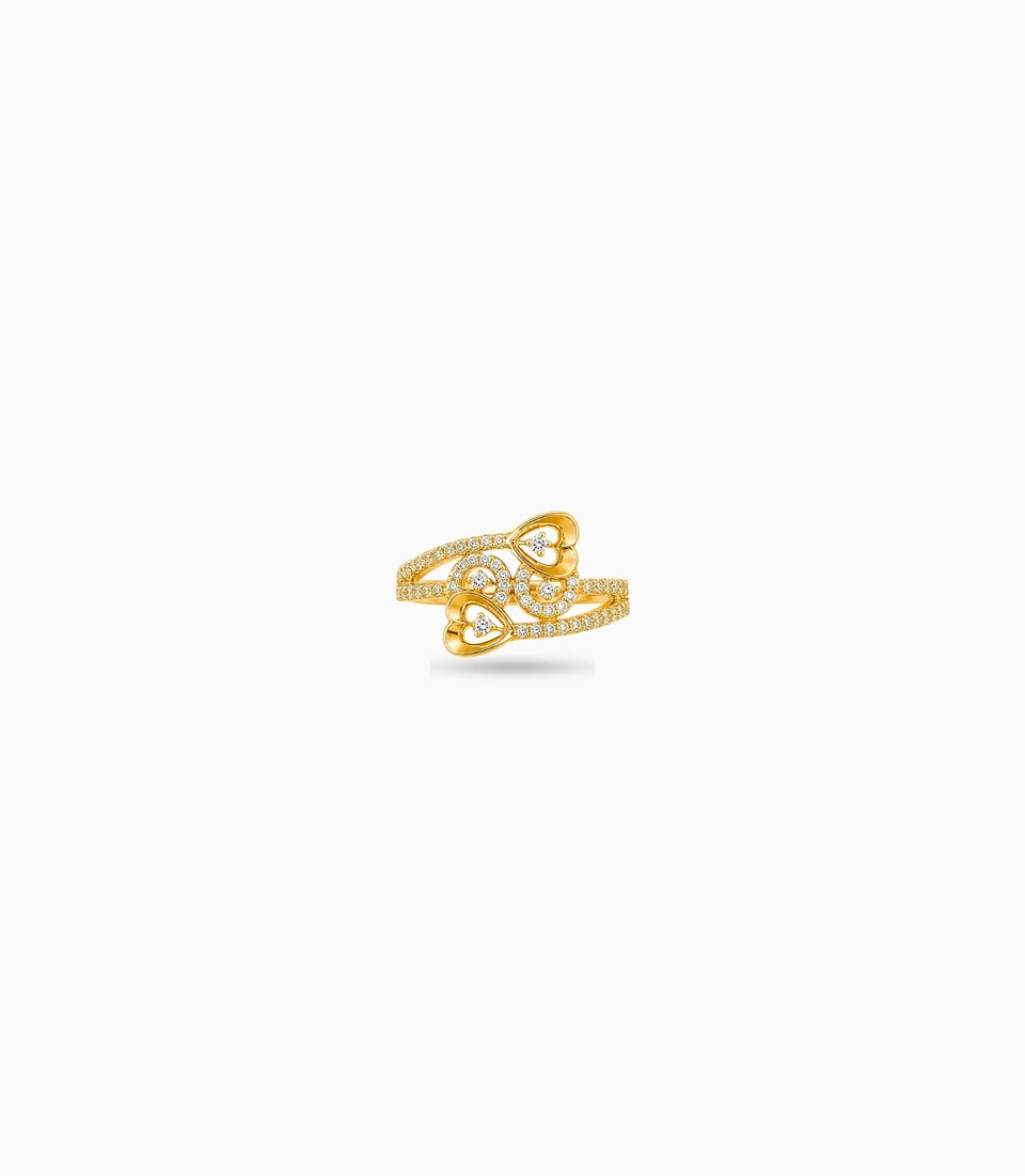Gold Plated Party Stylish Heart Finger Ring