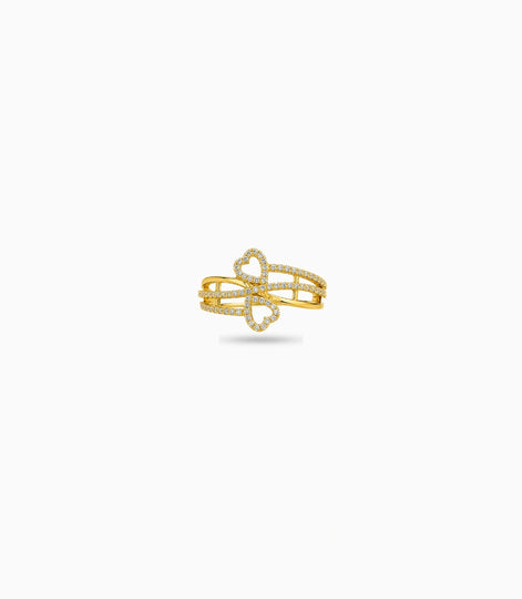 Gold Plated Party Heart Connecting Finger Ring