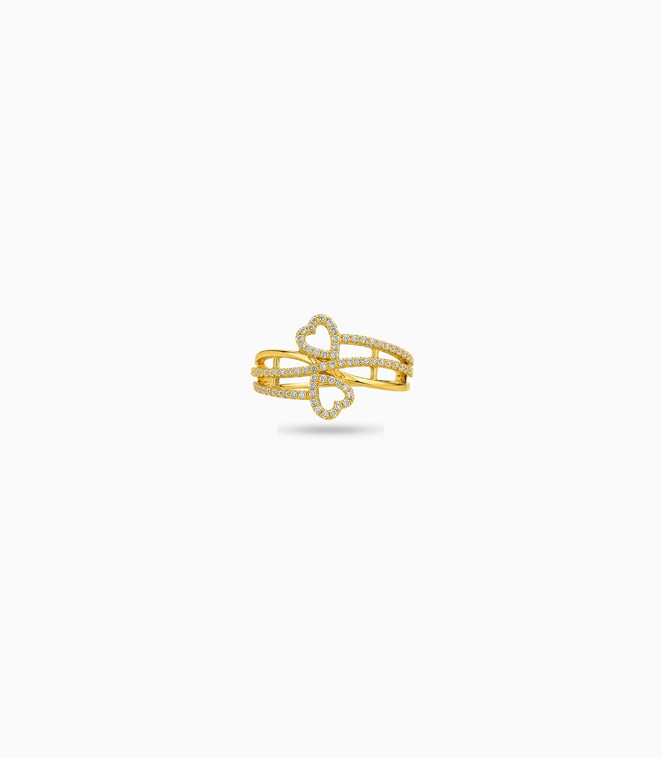 Gold Plated Party Heart Connecting Finger Ring