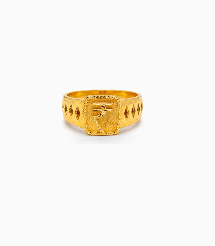 Gold Plated Festive Signet Finger Ring Men