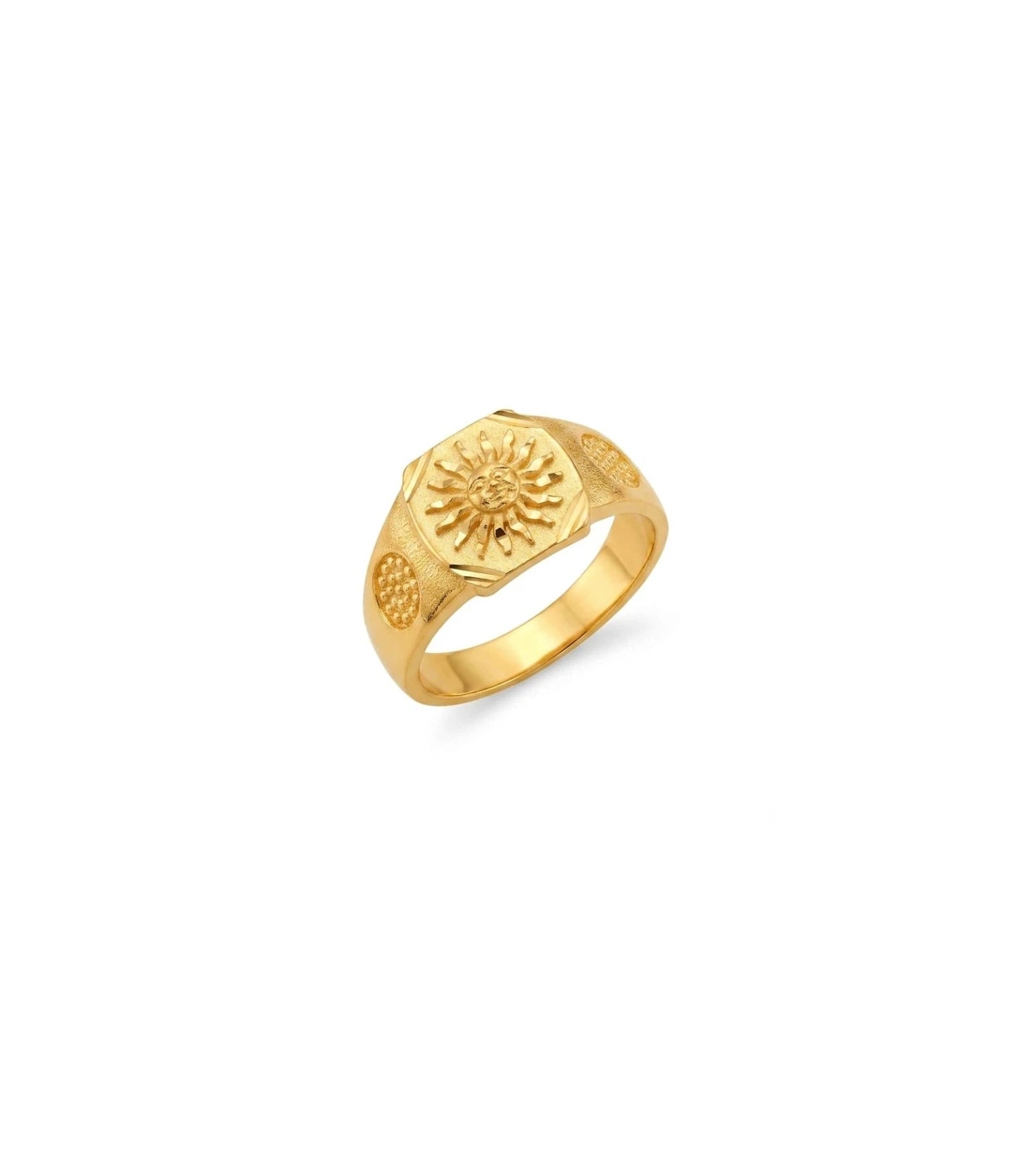 Gold Plated Festive Square Sun Finger Ring Men