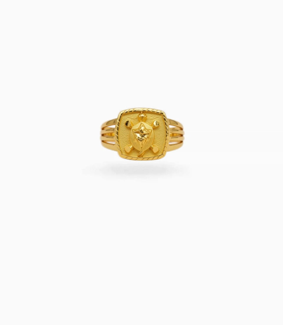 Gold Plated Festive Square Star Finger Ring Men