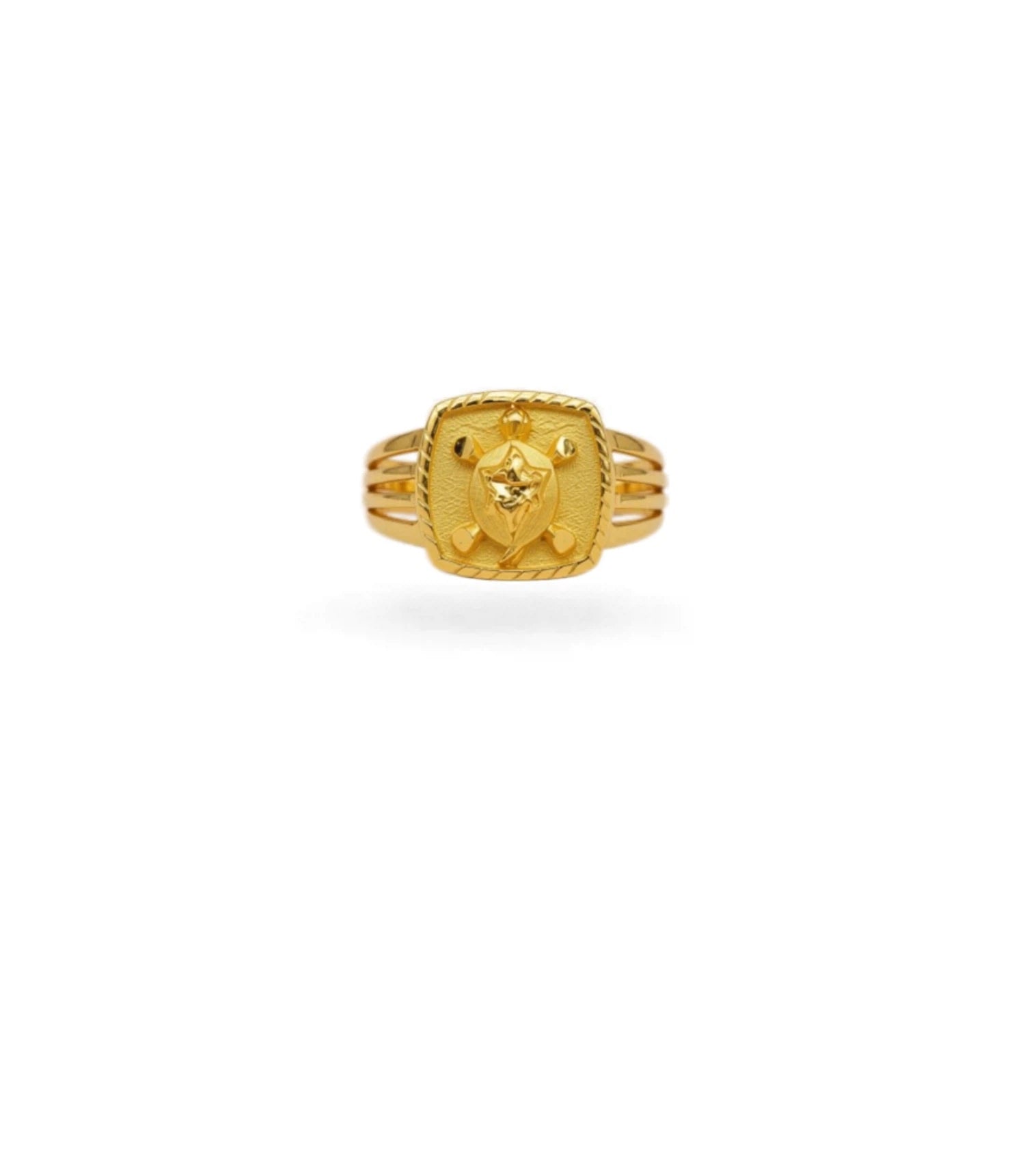 Gold Plated Festive Square Star Finger Ring Men