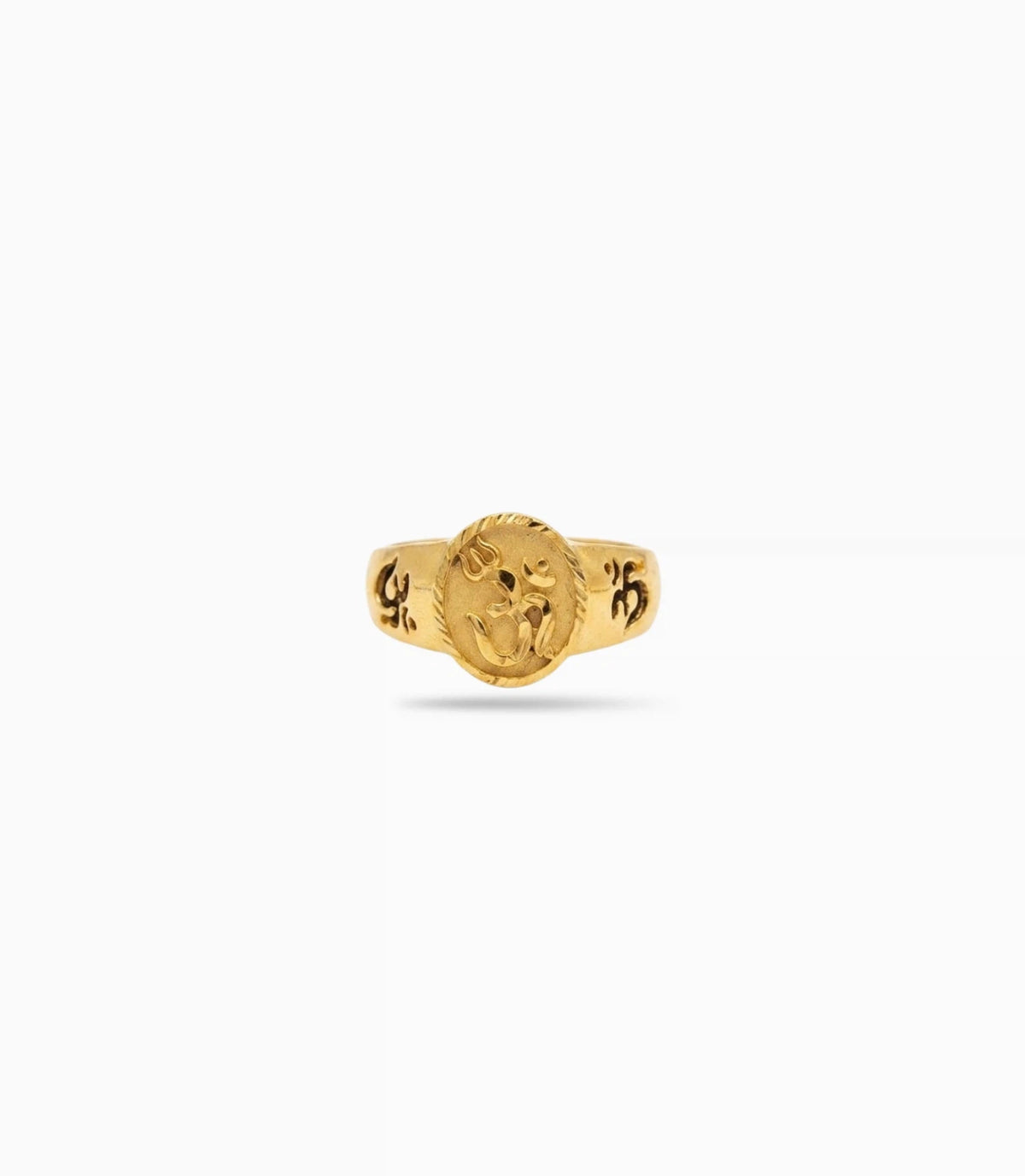 Gold Plated Festive Om Signet Finger Ring Men