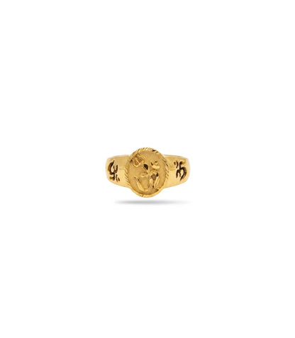 Gold Plated Festive Om Signet Finger Ring Men