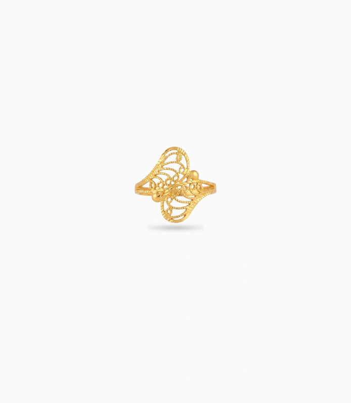 Gold Plated Festive Filigree Butterfly Finger Ring