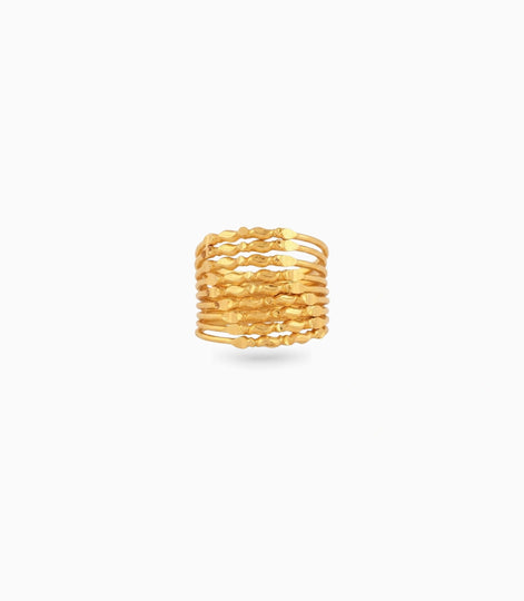 Gold Plated Party Multiple Line Finger Ring