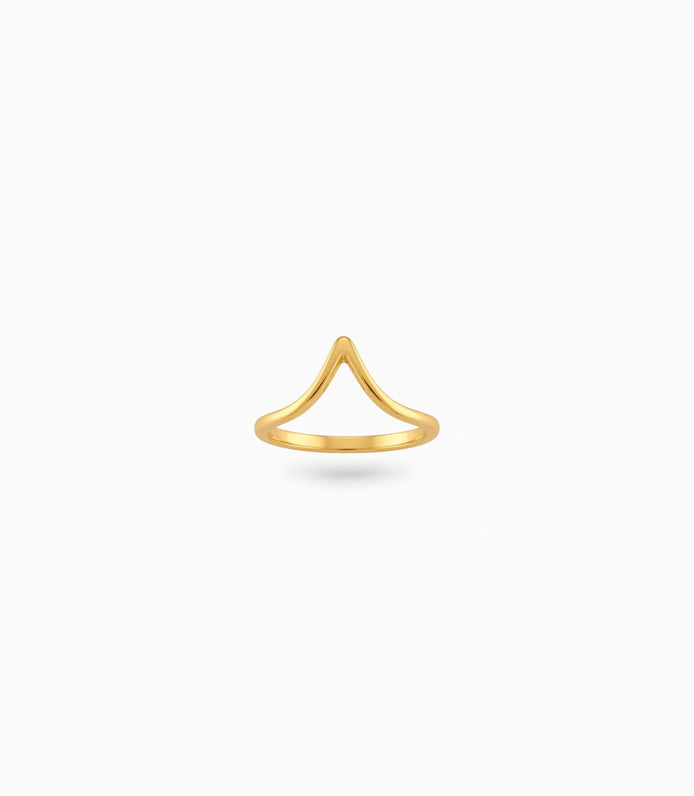 Gold Plated Party No Stone Chevron Finger Ring