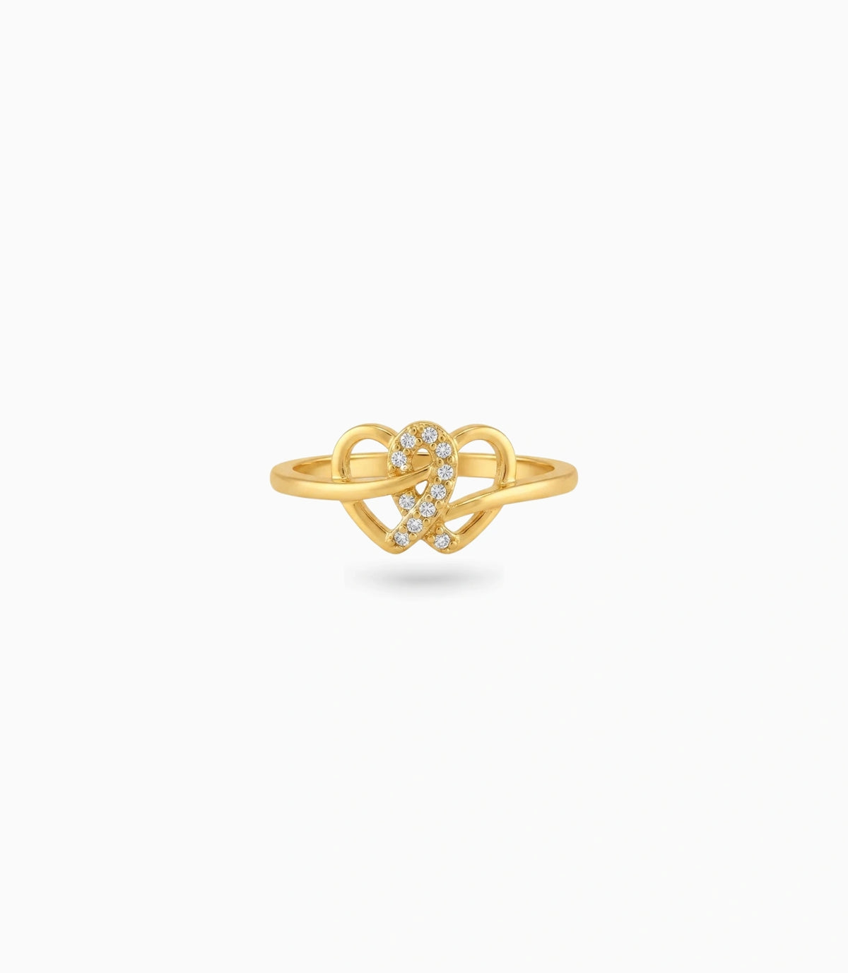 Gold Plated Party Stylish Dual Heart Finger Ring