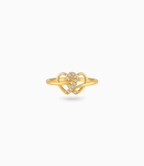 Gold Plated Party Stylish Dual Heart Finger Ring