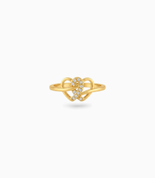 Gold Plated Party Stylish Dual Heart Finger Ring