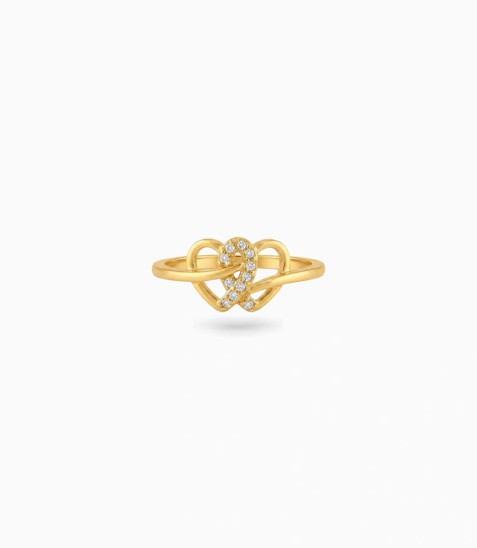 Gold Plated Party Stylish Dual Heart Finger Ring