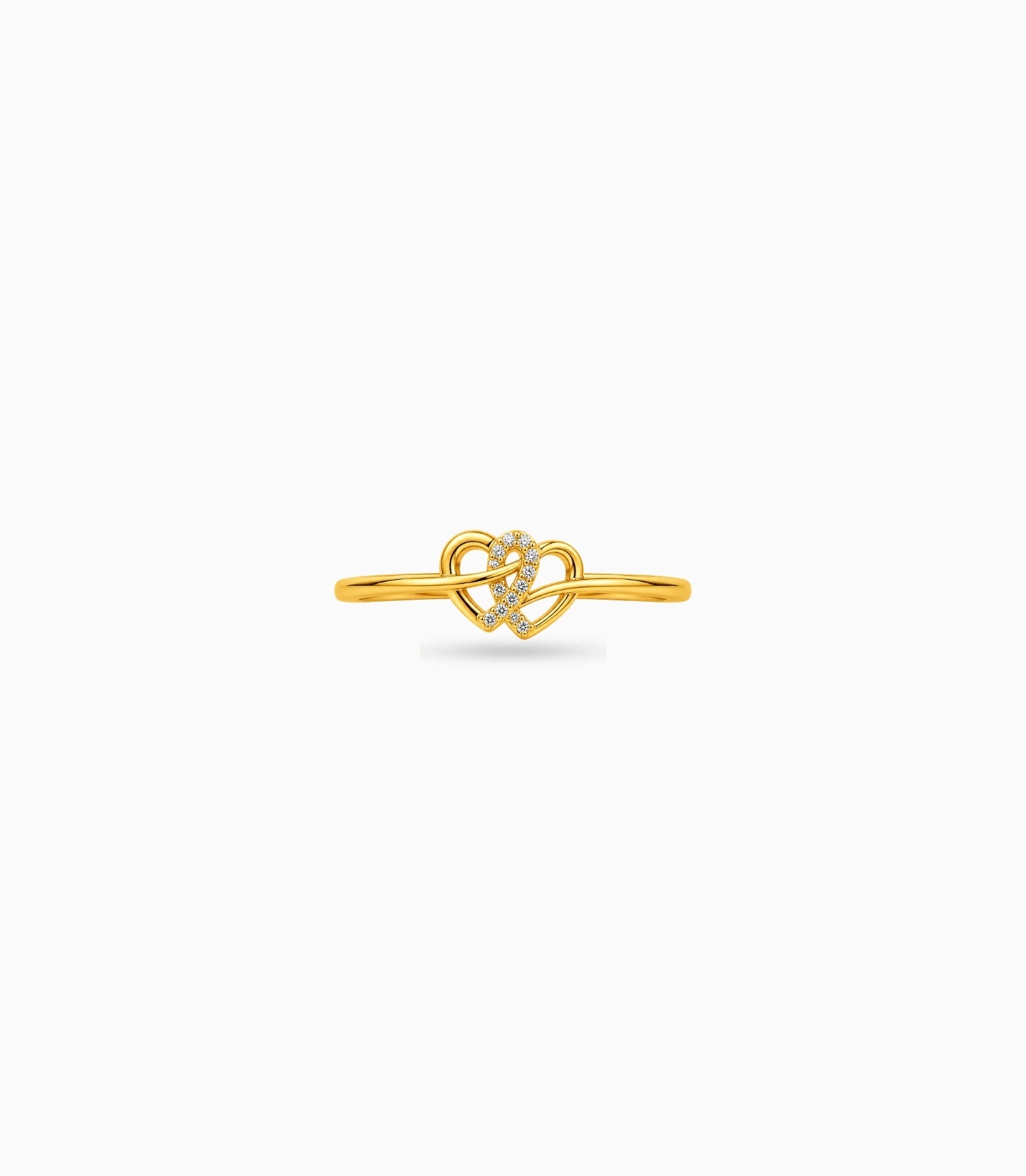 Gold Plated Party Stylish Dual Heart Finger Ring