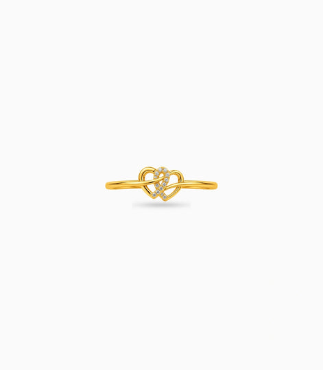 Gold Plated Party Stylish Dual Heart Finger Ring