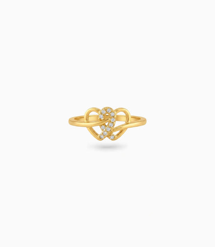 Gold Plated Party Stylish Dual Heart Finger Ring
