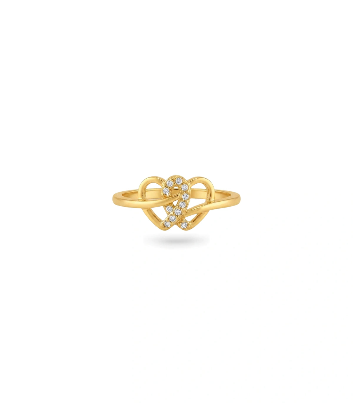 Gold Plated Party Stylish Dual Heart Finger Ring