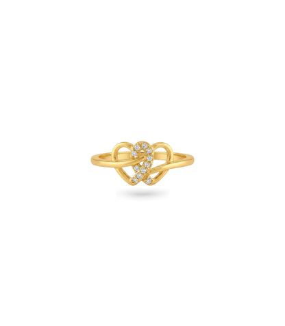 Gold Plated Party Stylish Dual Heart Finger Ring