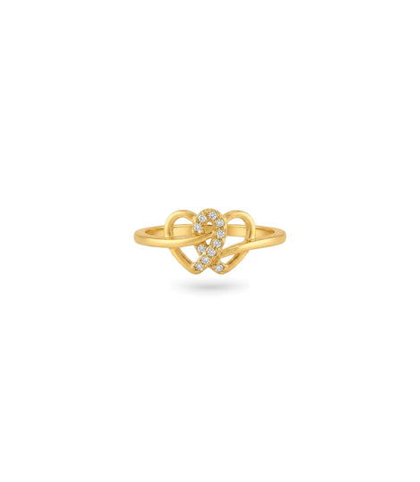 Gold Plated Party Stylish Dual Heart Finger Ring