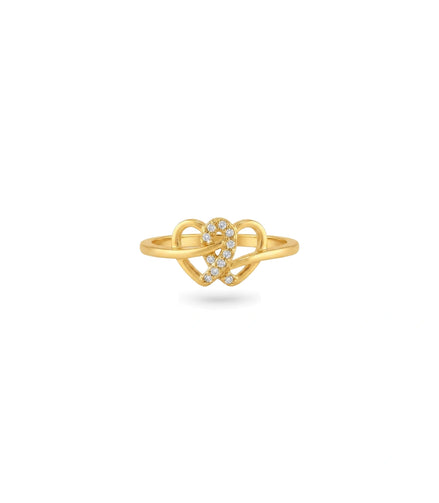 Gold Plated Party Stylish Dual Heart Finger Ring