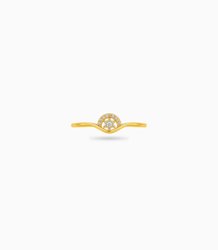 Gold Plated Party Floral Wave Finger Ring
