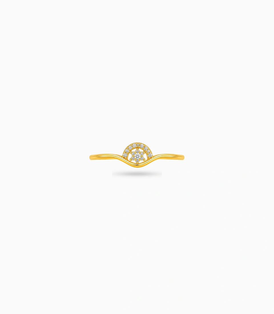 Gold Plated Party Floral Wave Finger Ring