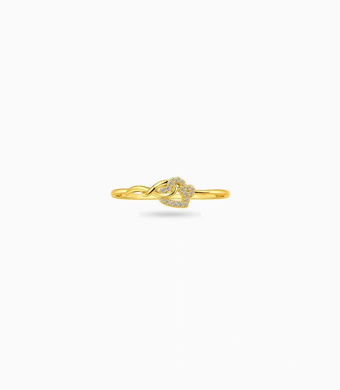 Gold Plated Party Connected Heart Finger Ring