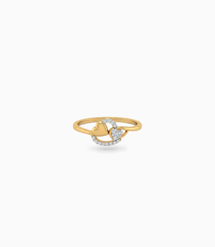 Gold Plated Party Locking Heart Finger Ring