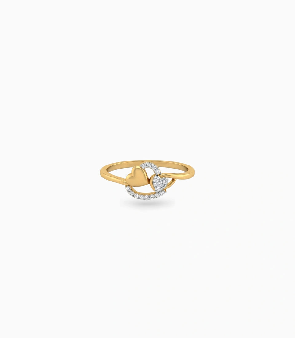 Gold Plated Party Locking Heart Finger Ring