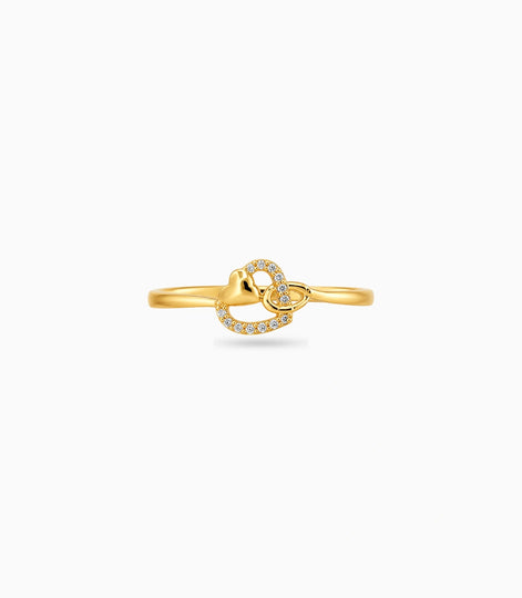 Gold Plated Party Locking Heart Finger Ring
