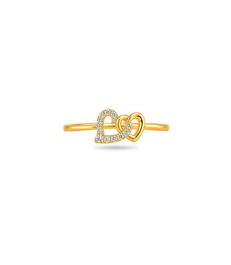 Gold Plated Party Locking Heart AD Finger Ring