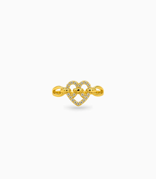 Gold Plated Party Heart Bow Finger Ring